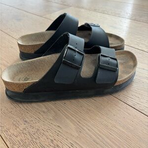 Birkenstock Papillio Black and Brown Sandals with Two-Strap Design